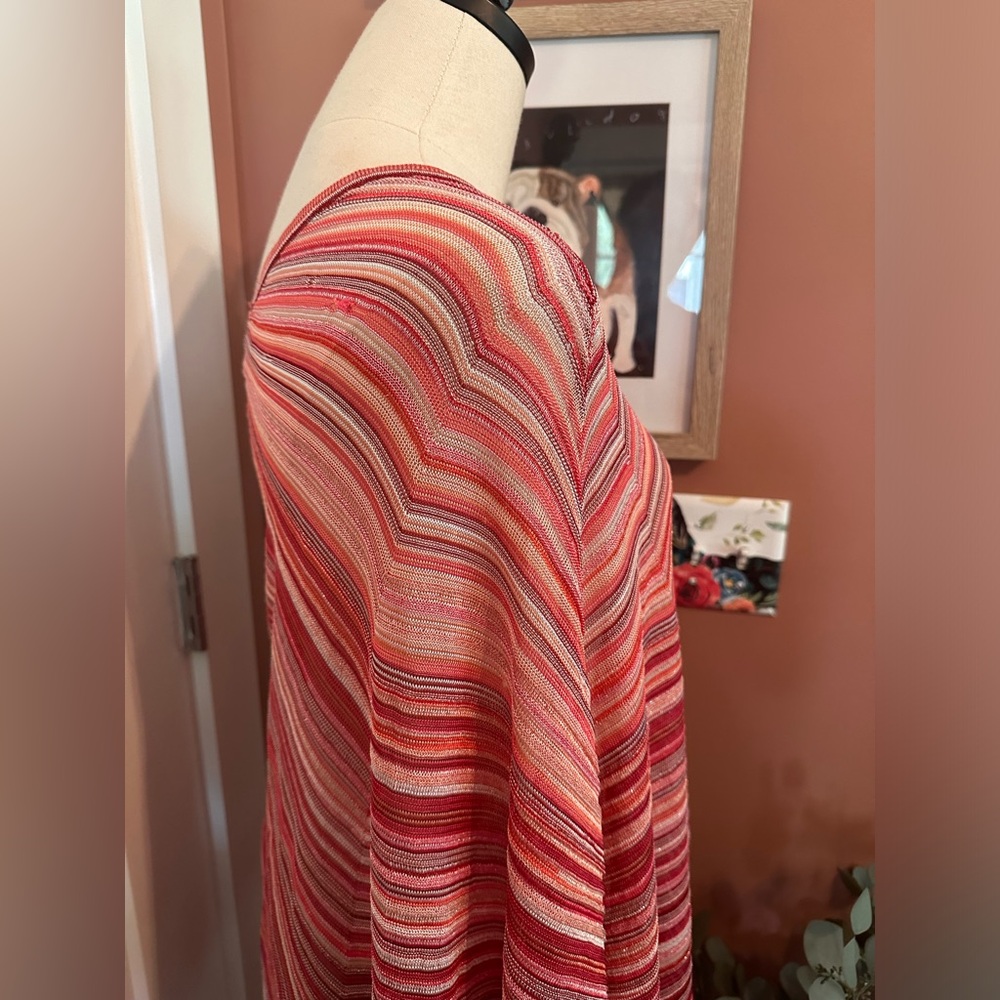 Missoni diagonal striped red silver metallic thread OS asymmetrical cape/shawl - Picture 8 of 13